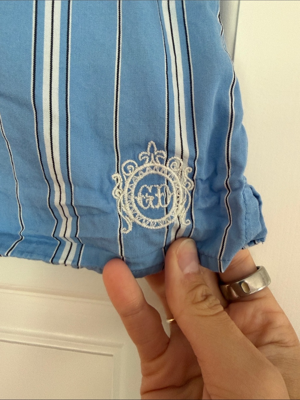 GAP X DOEN Elastic Blue Striped Women's Lounge Shorts - Picture 3 of 3